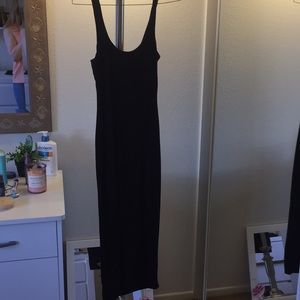 Tight black long dress scoop neckline
